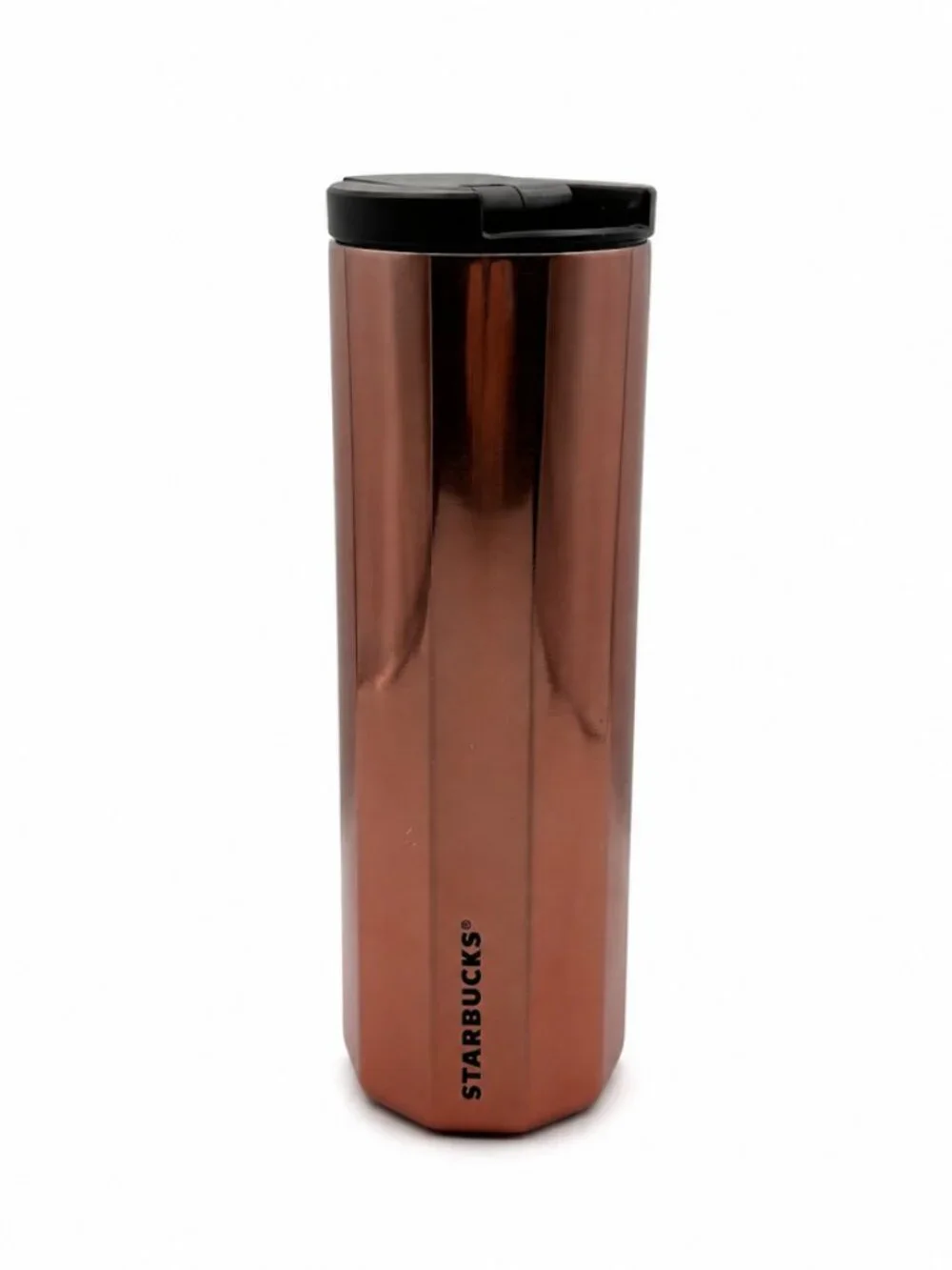 Starbucks 16oz Travel Mug Rose Gold Copper 10 Faceted Stainless Steel Tumbler
